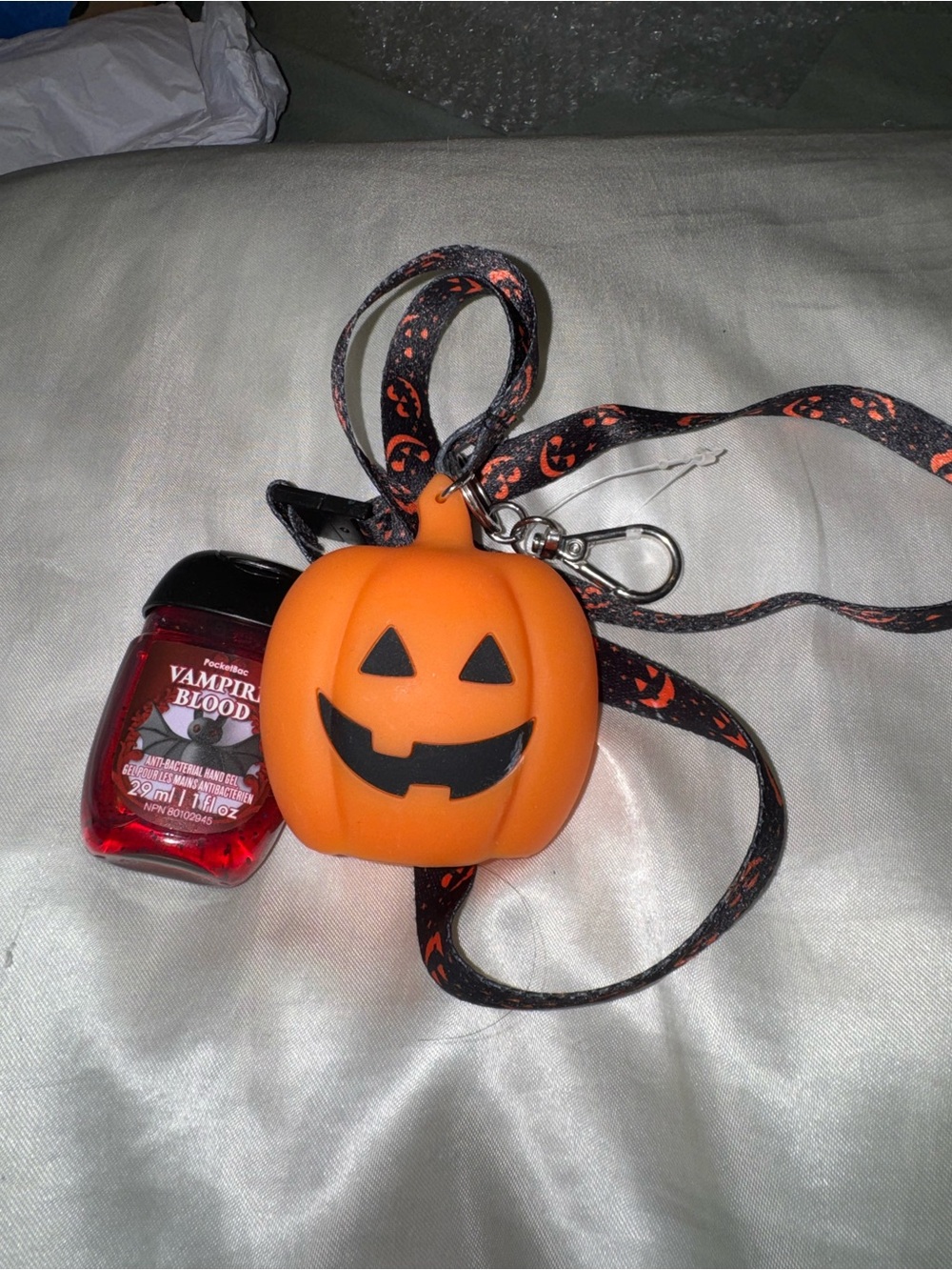 Halloween Pumpkin Hand Sanitizer Holder with Lanyard - Orange